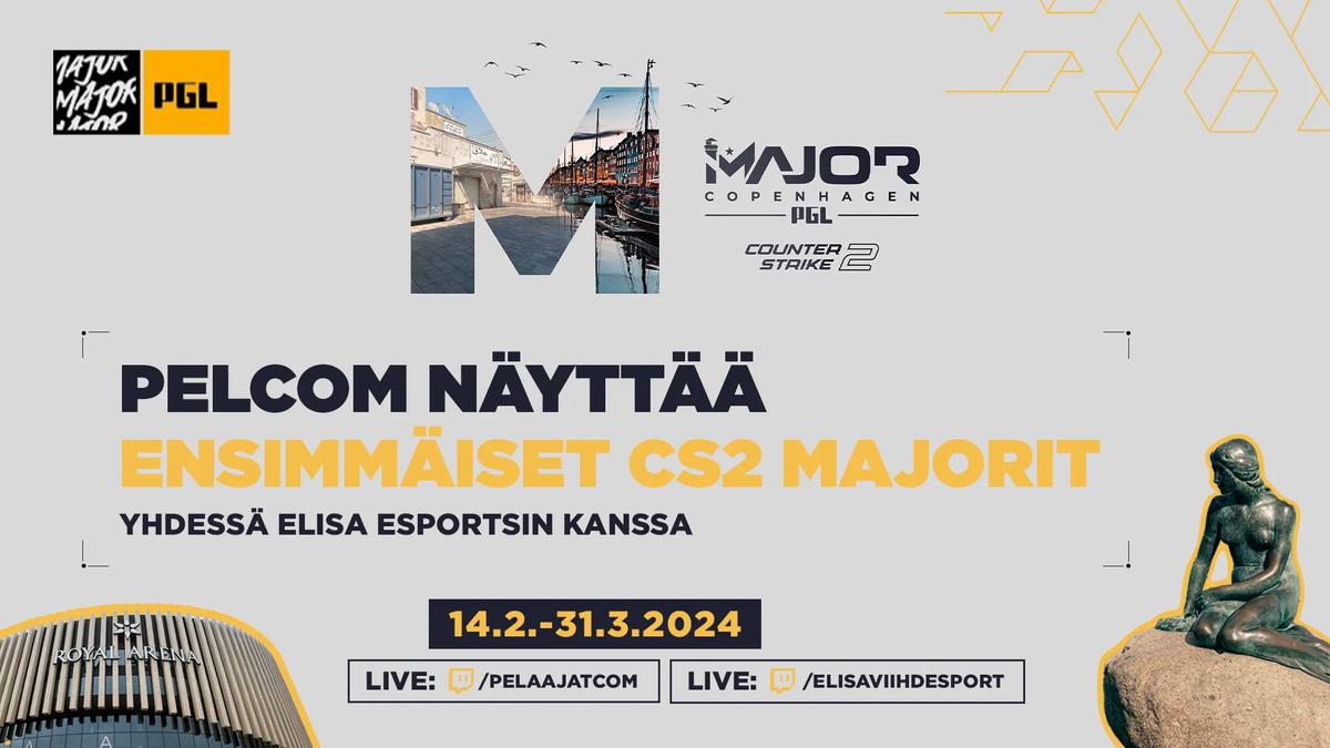 Kansikuva artikkelille: Pelaajatcom ja Elisa Esports näyttävät Counter-Strike 2 -pelin ensimmäisen major-turnauksen yhdessä