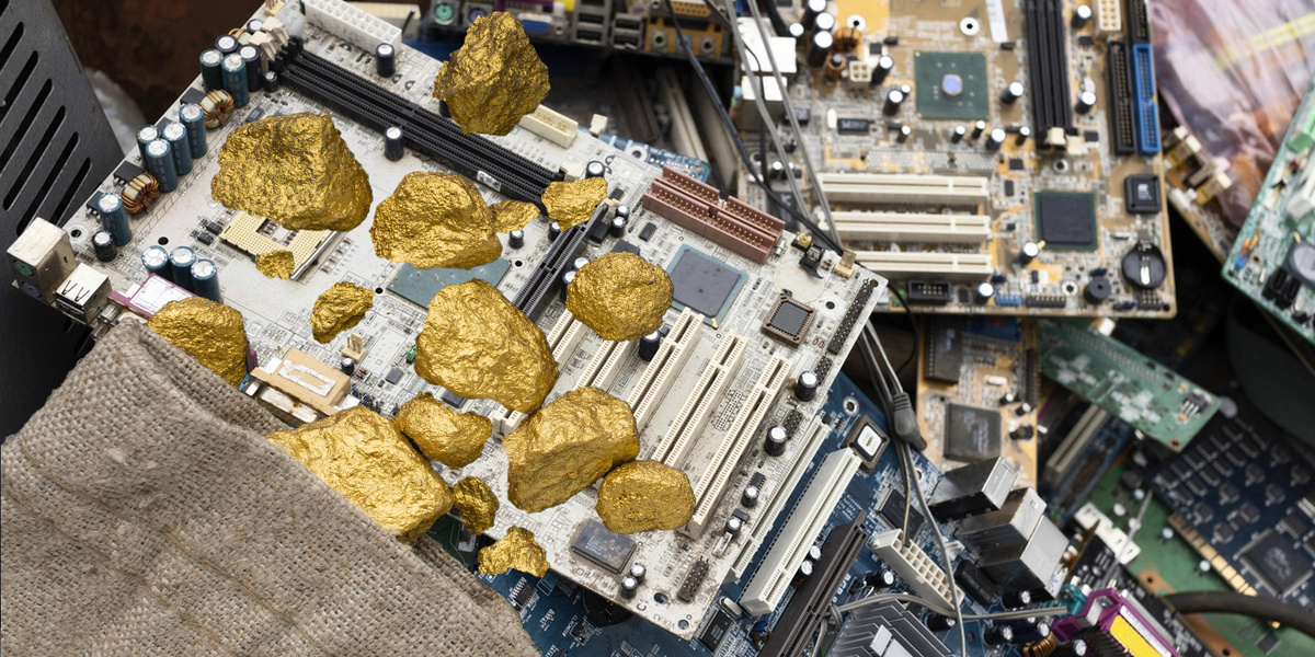 Kansikuva artikkelille: Vanhasta peliläppäristä tulevaisuuden kultakaivos? – Tutkijat kehittivät turvallisen tavan kerätä kultaa elektroniikkajätteestä